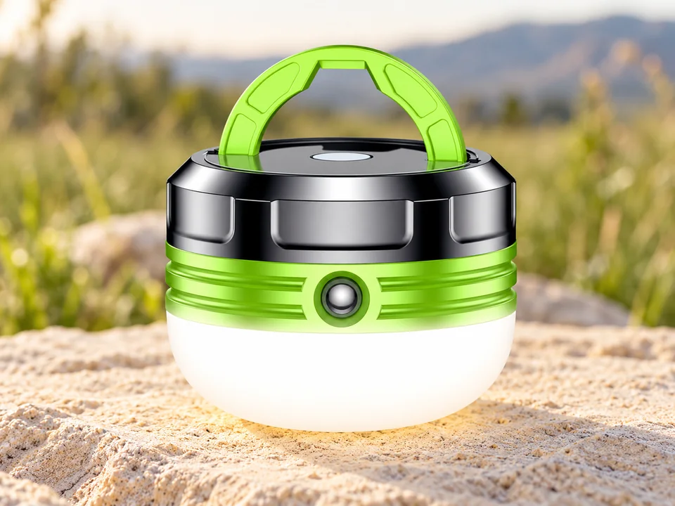 Blukar — lampe compacte à aimant — Une lampe verte et noire seule ; les trois piles de la photo source ne sont pas représentées.